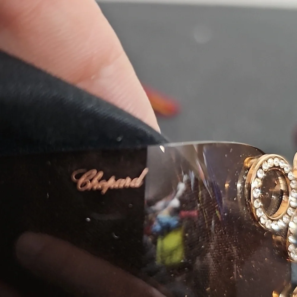 Chopard Brown Gradient Shield Sunglasses with Gold Accents